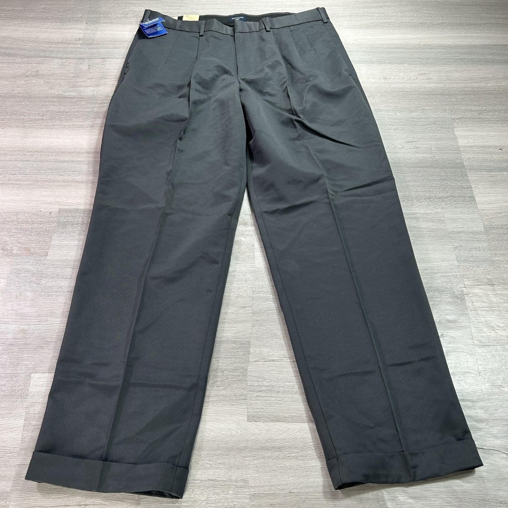 NEW Dockers Sanded Microfiber Pants Mens 36x32 Gray Pleated Cuffed Relaxed Fit